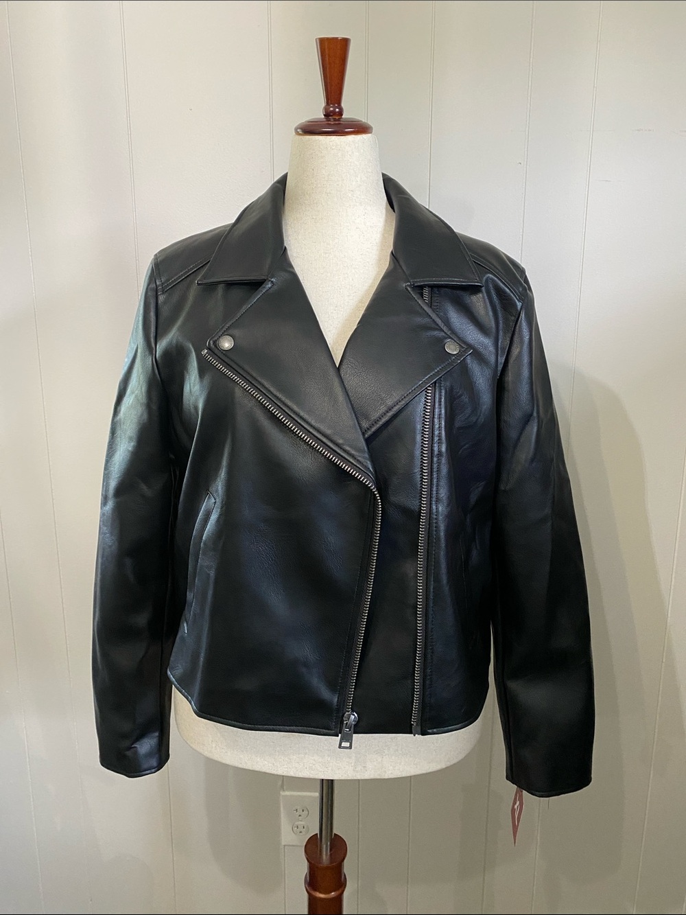 Levi's Black Asymmetric Leather Moto Jacket - Women's